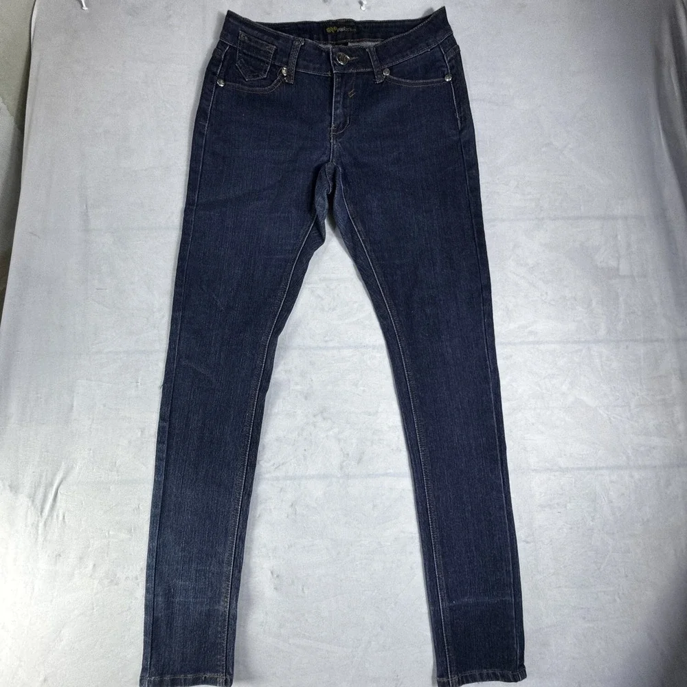 BQB‎ Womens Skinny Jeans Blue Dark Wash Denim Stretch 5-Pocket Slim Fit Size 7